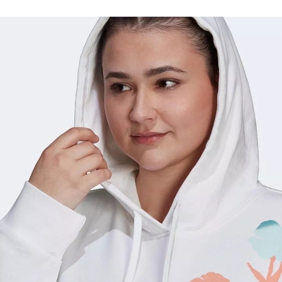 Adidas Women's Plus Size Floral Graphic Hoodie HB4572 White 3x NEW NWT - Picture 9 of 16